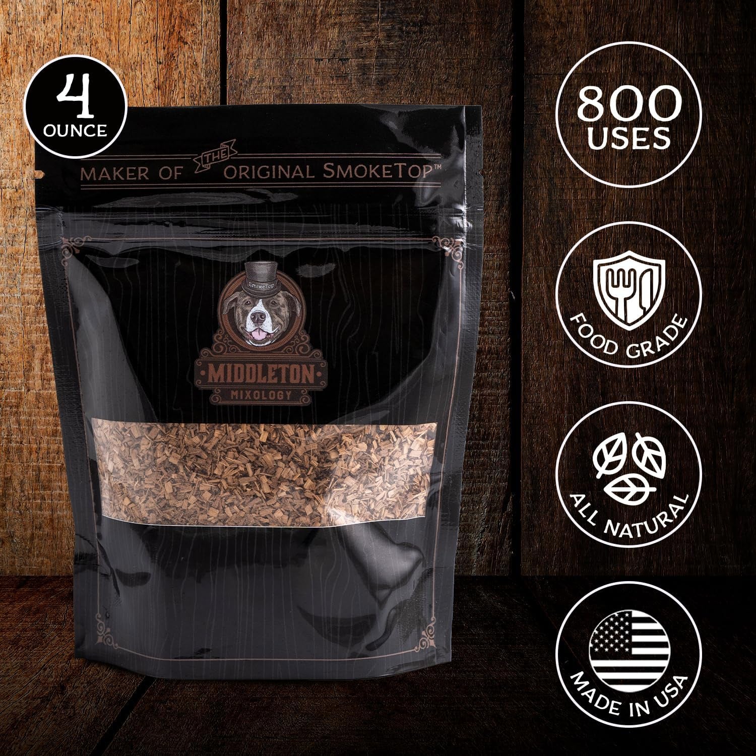 Elevate Your Cocktails with Smoketop® 4Oz Hickory Cocktail Smoker Chips - Perfect for Old Fashioned, Whiskey & Bourbon Enthusiasts - 800 Uses Made in the USA
