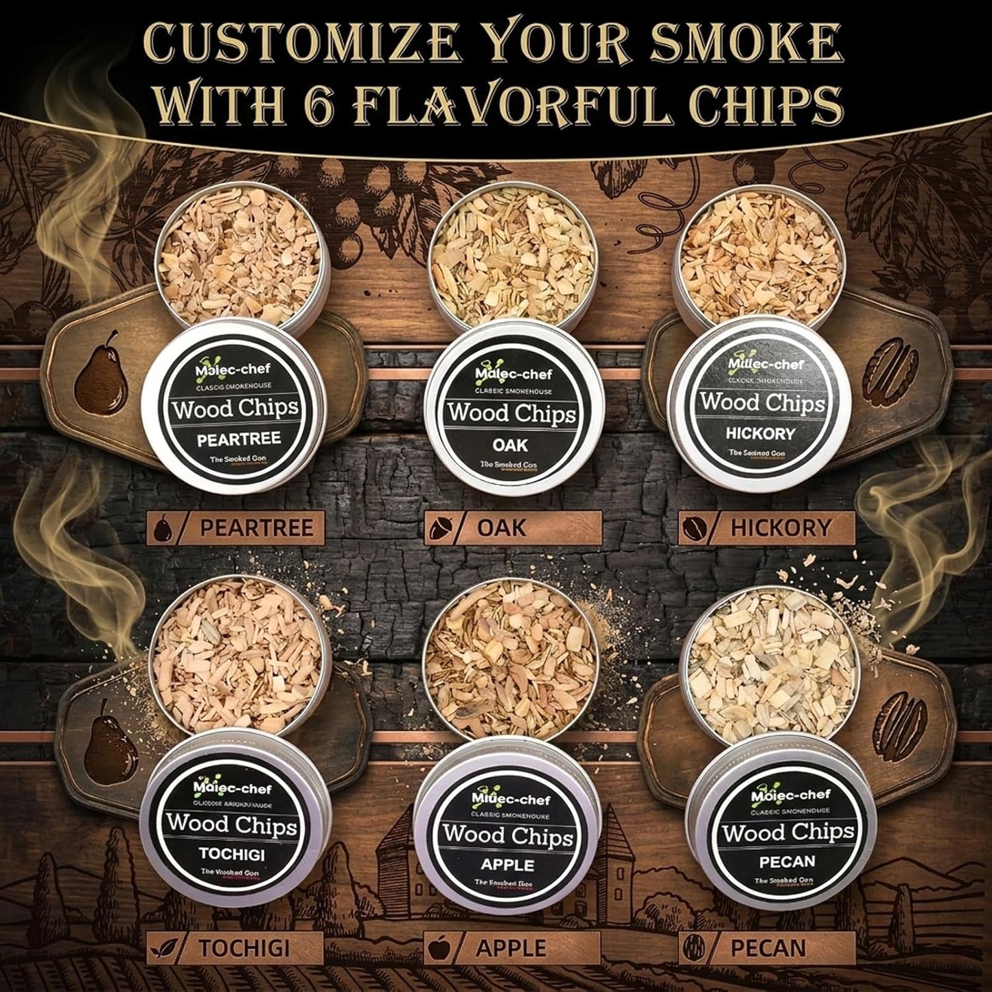 Unleash Bold Flavors with the Whiskey Smoker Kit – Complete Cocktail Smoker Set Featuring Torch, 6 Wood Chip Flavors, 2 Whiskey Glasses & 2 Ice Ball Molds – Perfect Gift for Men, Dads, and Husbands!