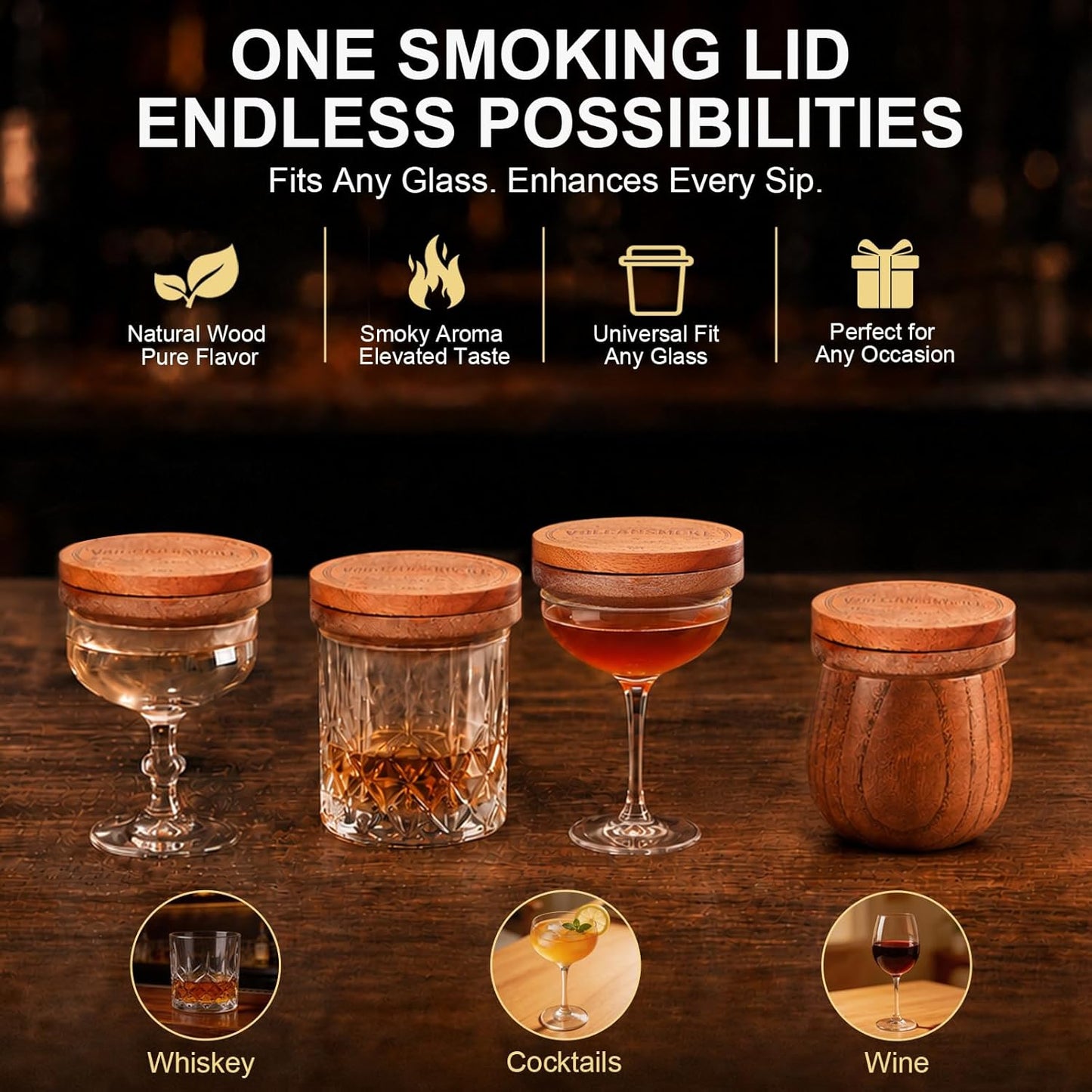 Elevate Your Spirits with the Bourbon & Whiskey Smoker Kit – A Premium Cocktail Experience with 6 Exquisite Wood Chip Flavors for the Ultimate Gift!