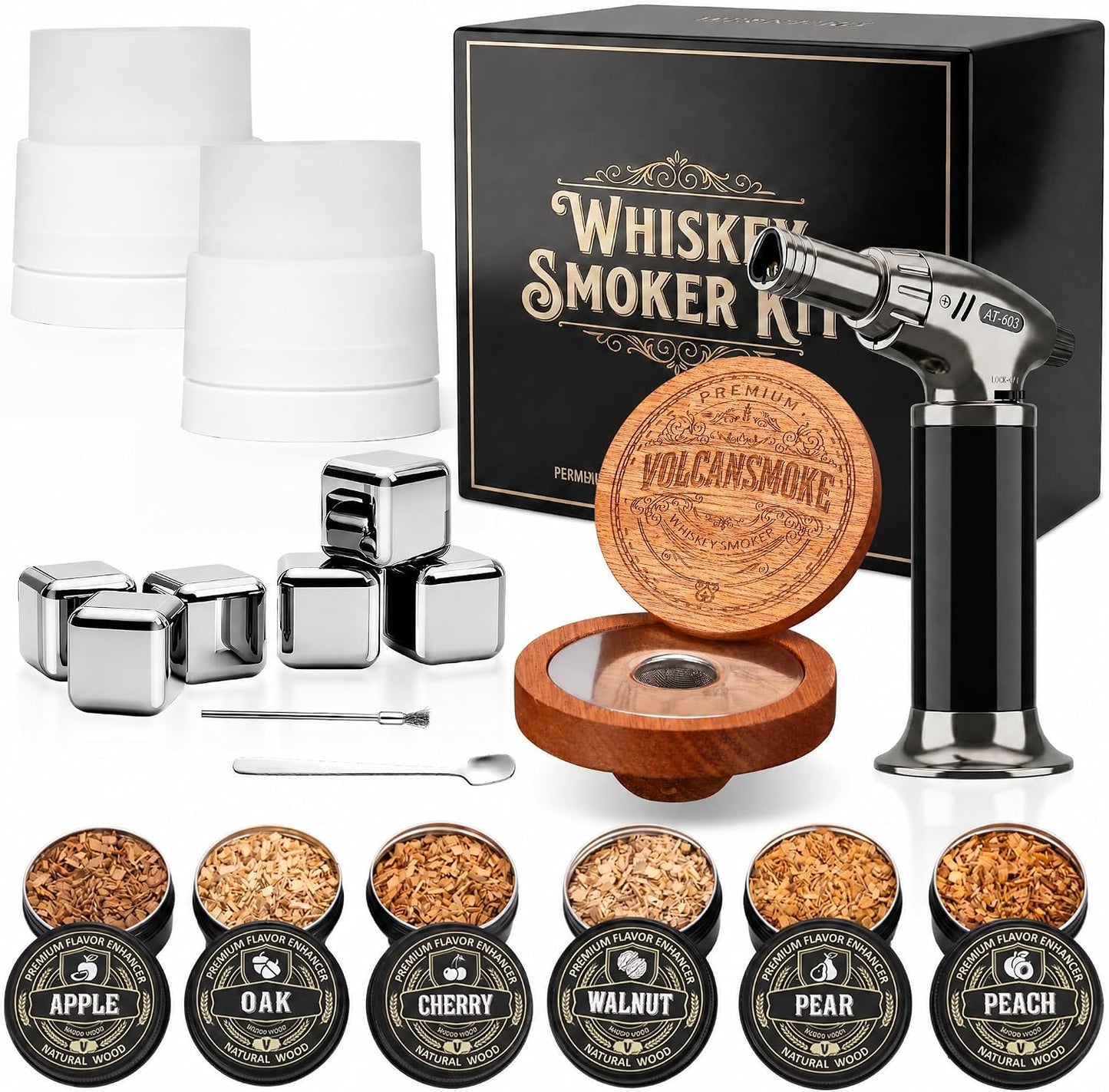 Elevate Your Spirits with the Bourbon & Whiskey Smoker Kit – A Premium Cocktail Experience with 6 Exquisite Wood Chip Flavors for the Ultimate Gift!