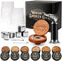 Bourbon whiskey smoker kit with smoker, wood chips, ice cubes, and accessories for rich flavor.