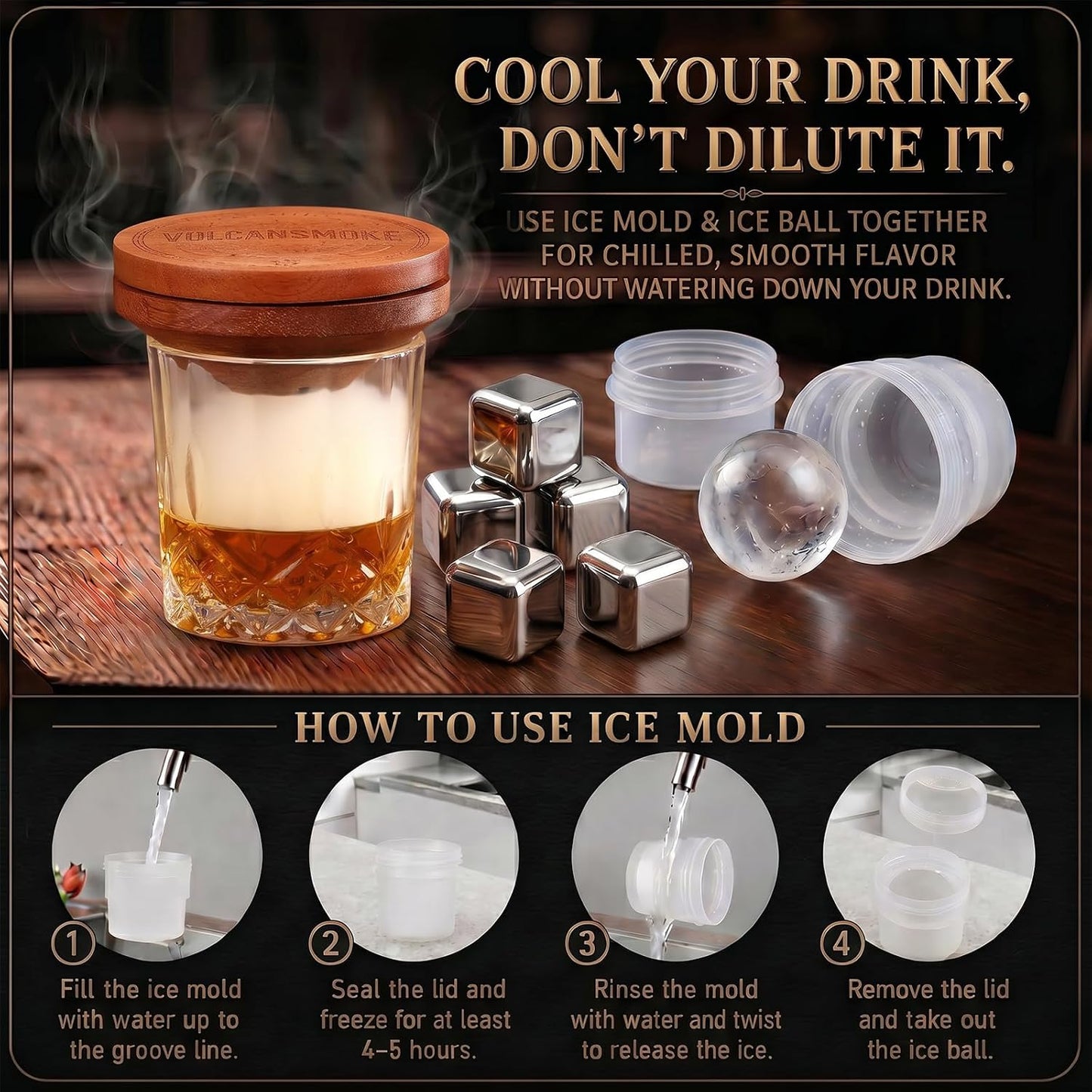 Elevate Your Spirits with the Bourbon & Whiskey Smoker Kit – A Premium Cocktail Experience with 6 Exquisite Wood Chip Flavors for the Ultimate Gift!