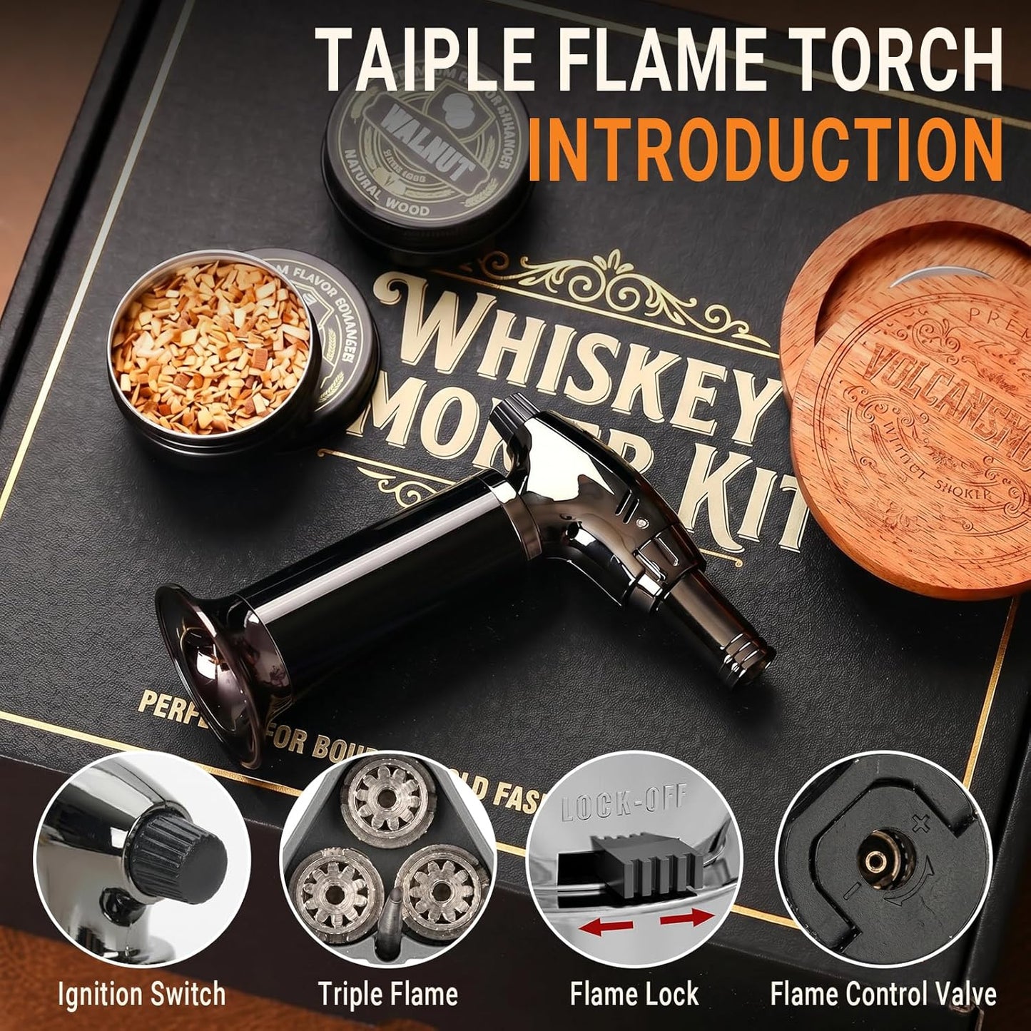 Elevate Your Spirits with the Bourbon & Whiskey Smoker Kit – A Premium Cocktail Experience with 6 Exquisite Wood Chip Flavors for the Ultimate Gift!