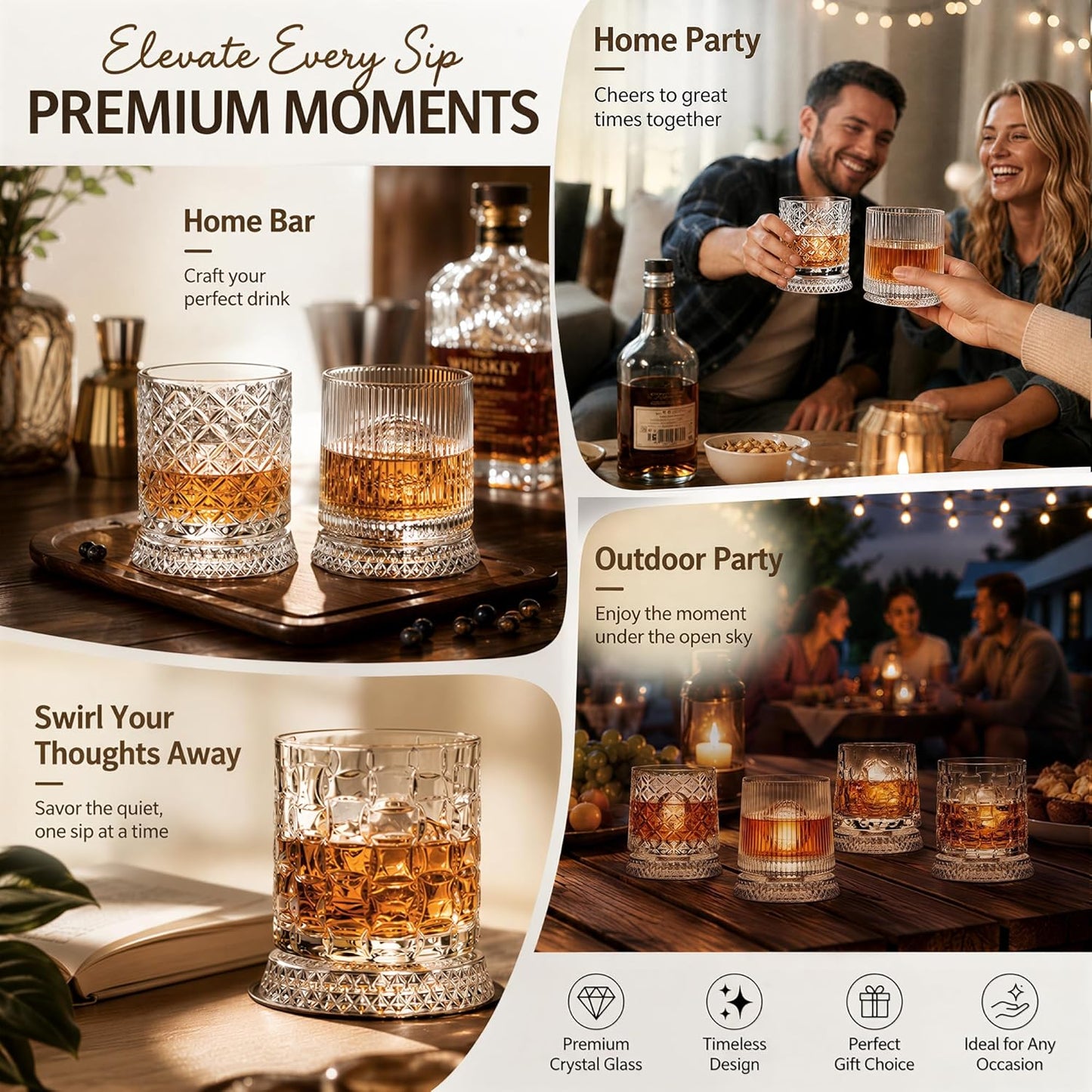 Elevate Your Sipping Experience with Our 10Oz Spinning Whiskey Glass Set - Includes 360° Rotating Glass and Ice Ball Mold for Perfectly Chilled Drinks - Ideal Gift for Whiskey Lovers!