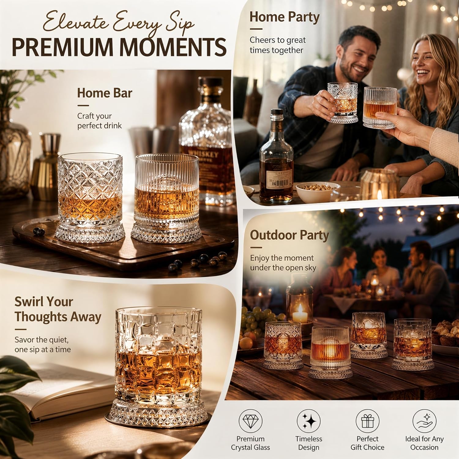 Elevate Your Sipping Experience with Our 10Oz Spinning Whiskey Glass Set - Includes 360° Rotating Glass and Ice Ball Mold for Perfectly Chilled Drinks - Ideal Gift for Whiskey Lovers!