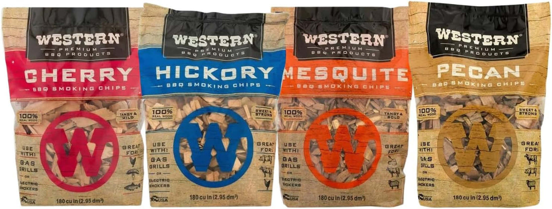 BBQ Premium Wood Smoking Chips Variety Pack - Elevate Your Grilling with Cherry, Hickory, Mesquite, and Pecan Flavors