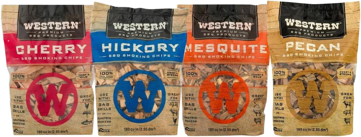 BBQ Premium Wood Smoking Chips Variety Pack - Elevate Your Grilling with Cherry, Hickory, Mesquite, and Pecan Flavors
