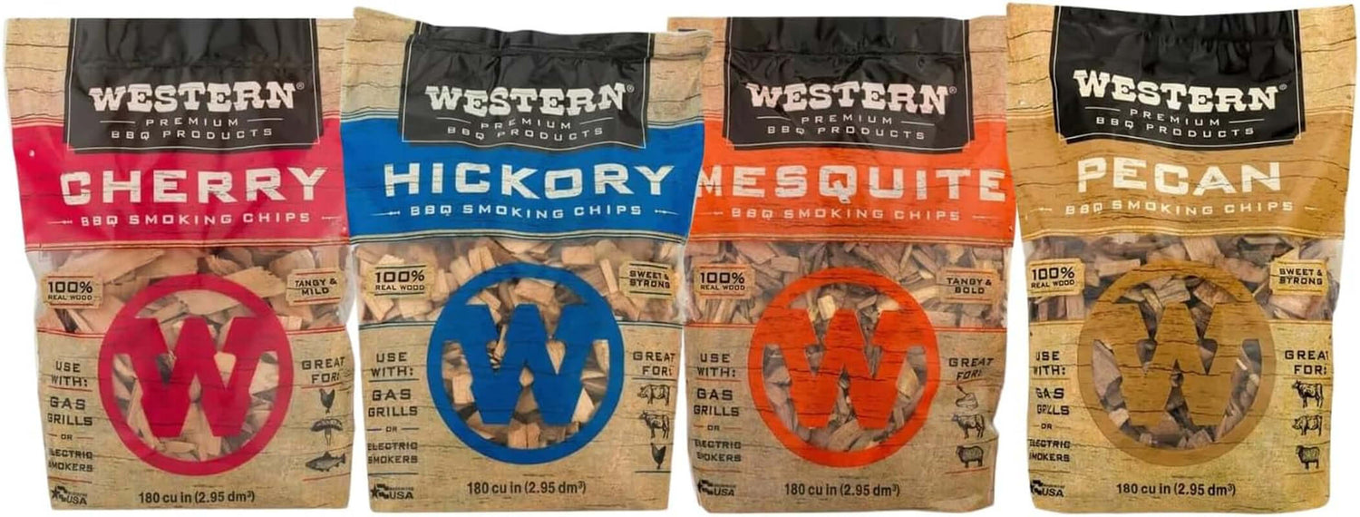BBQ Premium Wood Smoking Chips Variety Pack - Elevate Your Grilling with Cherry, Hickory, Mesquite, and Pecan Flavors