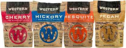 BBQ Premium Wood Smoking Chips Variety Pack - Elevate Your Grilling with Cherry, Hickory, Mesquite, and Pecan Flavors